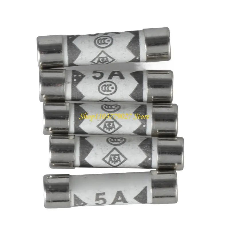 C4DF 30Pcs 6x25mm Fast Ceramic Tube Fuses 5A Household Mains Plug Fuses Easy to Use