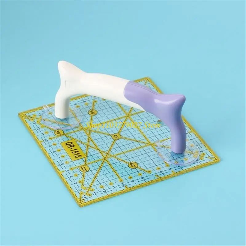 C4DF Sewing Ruler Handle Suction Cup Ruler Handle ABS Quilting Ruler Grip Handle