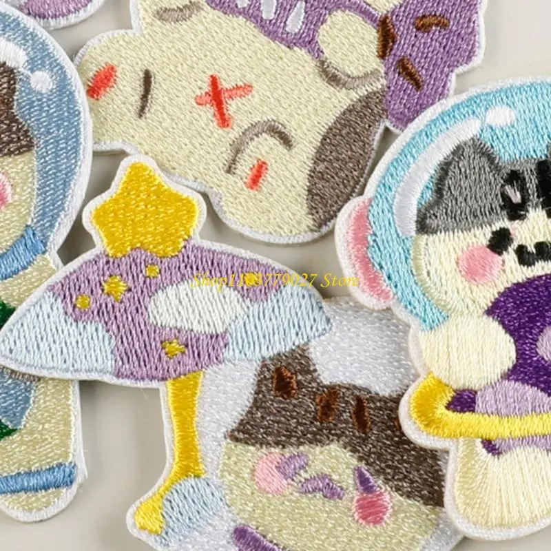 C4DF 5 Pcs Astronaut Embroidered Patches Iron On Patches Sew on Applique Patches