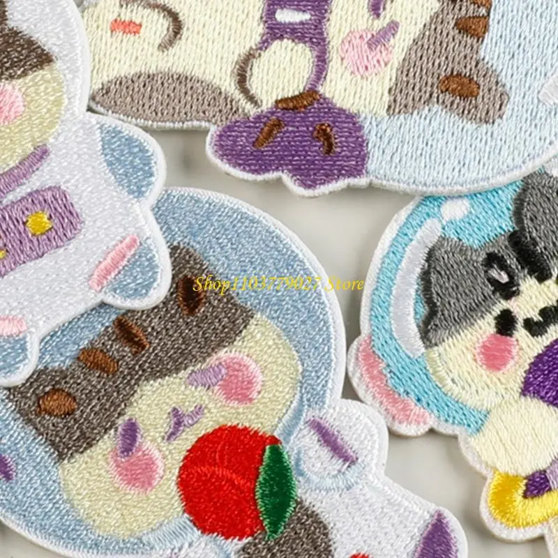 C4DF 5 Pcs Astronaut Embroidered Patches Iron On Patches Sew on Applique Patches