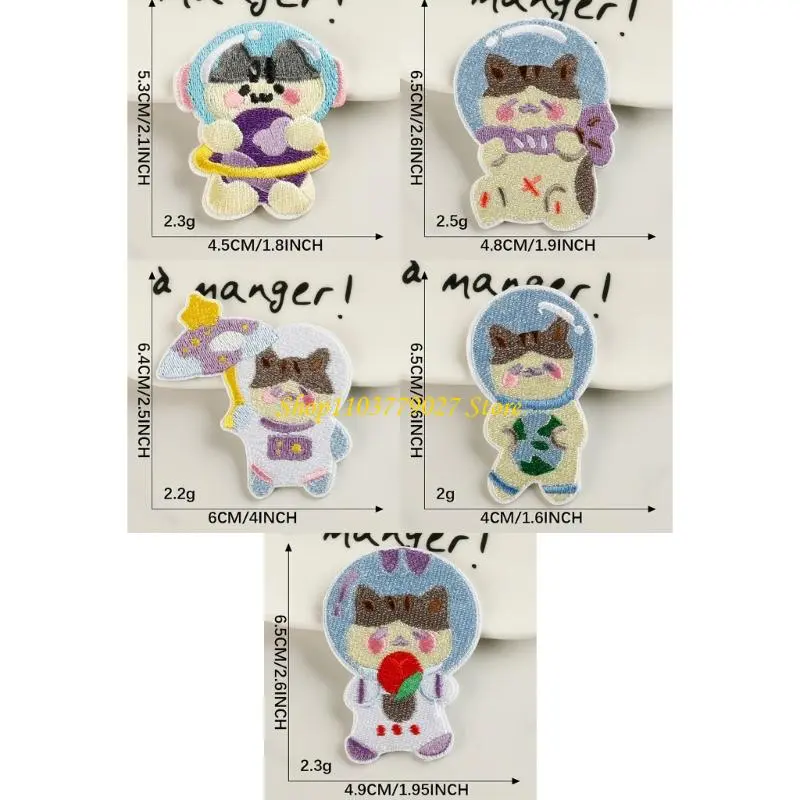 C4DF 5 Pcs Astronaut Embroidered Patches Iron On Patches Sew on Applique Patches