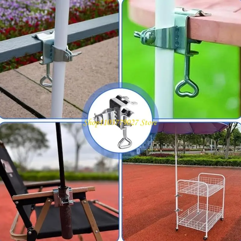 C4DF Adjustable Umbrella Bracket Holder Clamps Securely On Railings Without Drilling