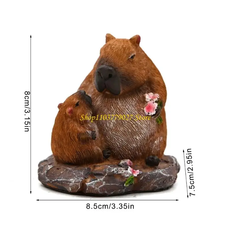 C4DF Resins Capybara Figurine Miniature Ornament for Home Office Interior Decoration