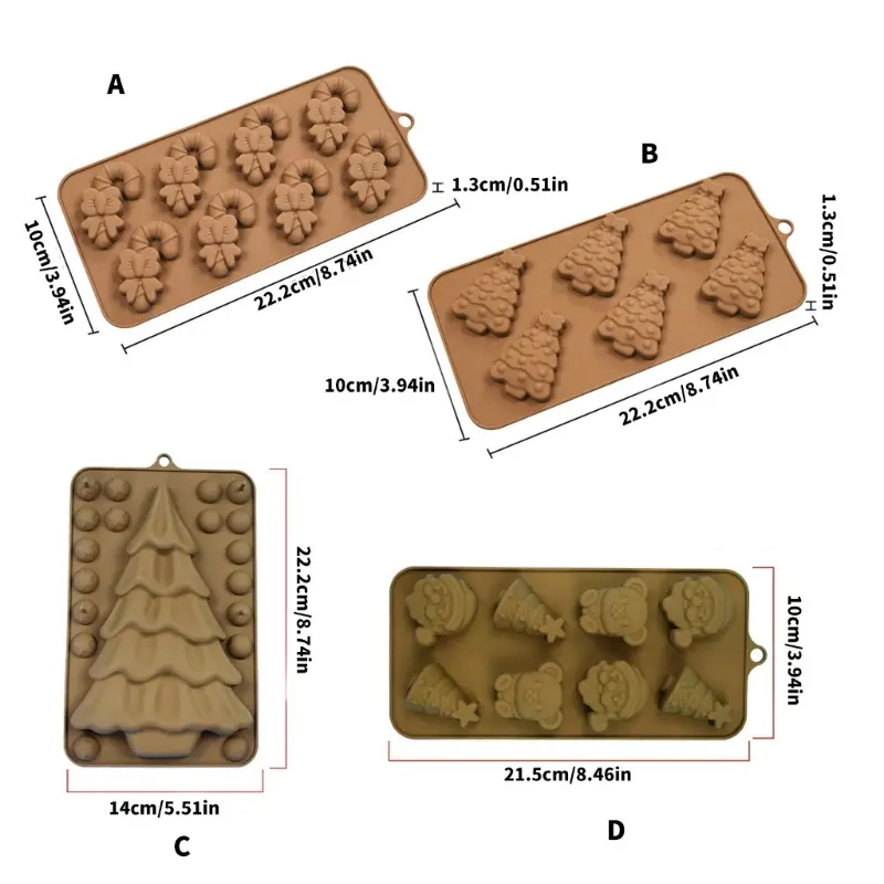Y1UB Silicone Chocolate Molds for Christmas Dishwasher Safe Candy Mould Practical Kitchen Bakewares Home Baking Essential