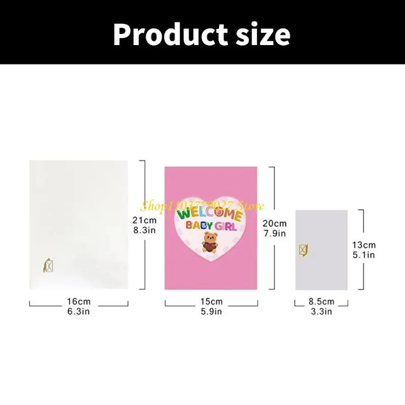 C4DF 3D Popup Congratulation Card For New Baby Boys&Girls Celebration With Note