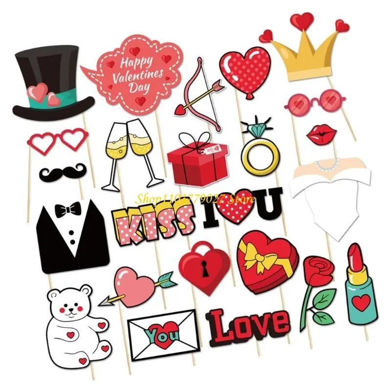 C4DF Valentines Day Photo Booth Props Valentines Day Decoration Valentines Photography Props Wedding Photo Props Photo Frame
