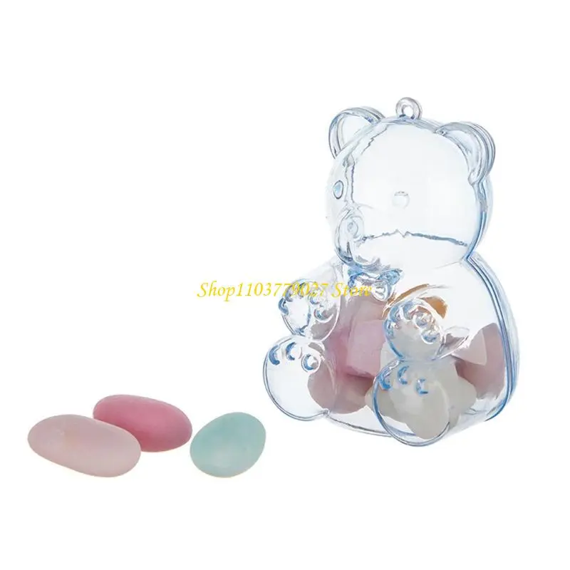 C4DF 12Pcs Bear Clear Candy Plastic Containers Small Jewelry Snacks Gift Boxes