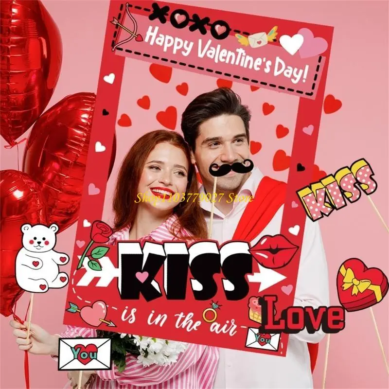 C4DF Valentines Day Photo Booth Props Valentines Day Decoration Valentines Photography Props Wedding Photo Props Photo Frame