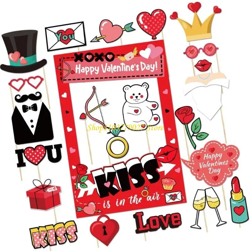 C4DF Valentines Day Photo Booth Props Valentines Day Decoration Valentines Photography Props Wedding Photo Props Photo Frame