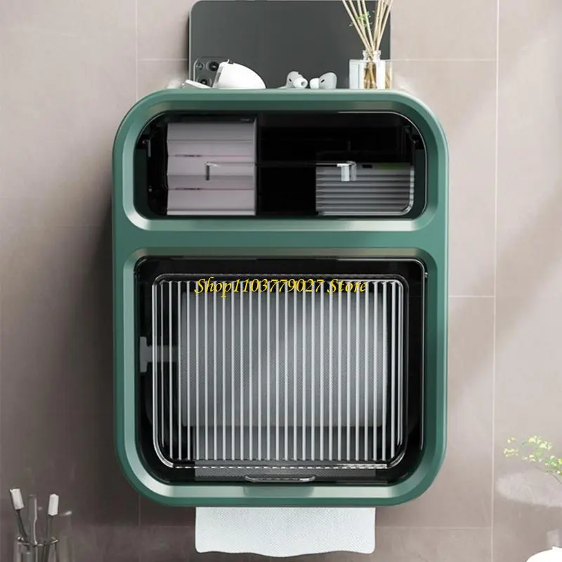 C4DF Wall Mounted Bathroom Tissue Box Dispenser With Drawer Waterproof Toilet Paper Storage Box for Toilet Paper Rolls Gifts