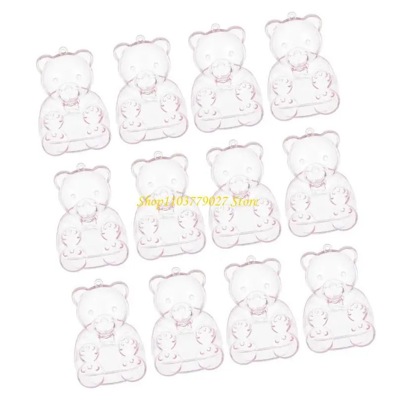 C4DF 12Pcs Bear Clear Candy Plastic Containers Small Jewelry Snacks Gift Boxes