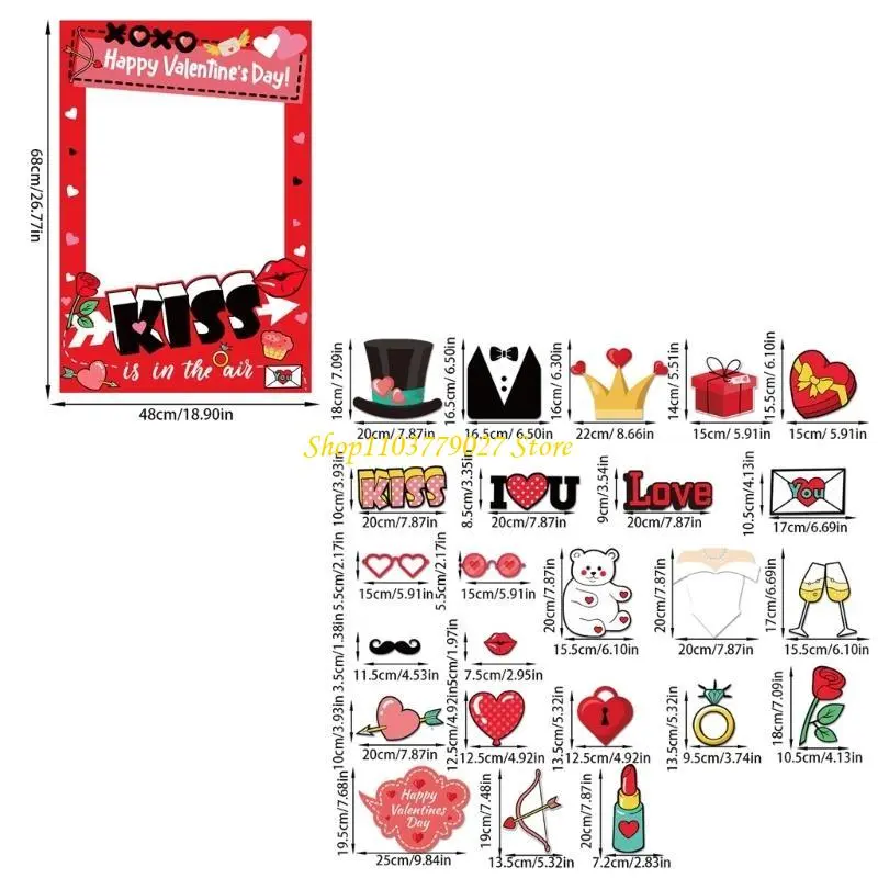 C4DF Valentines Day Photo Booth Props Valentines Day Decoration Valentines Photography Props Wedding Photo Props Photo Frame