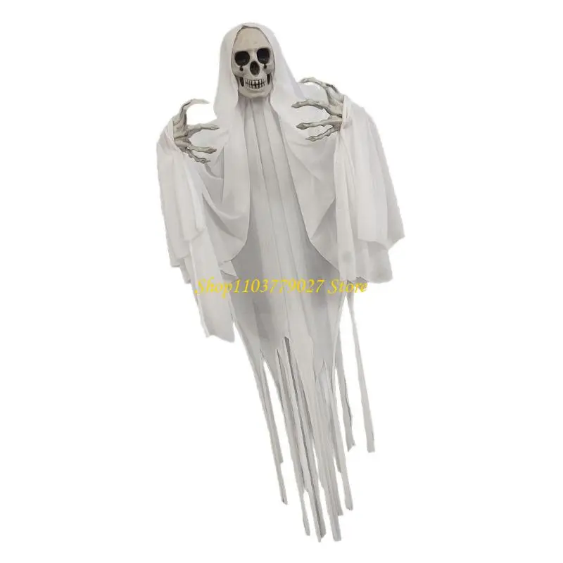 C4DF Grisly Hangings Skull Head Decorations Terrifying Ornament Halloweens Ornament Outdoor Festives Parties Supplies