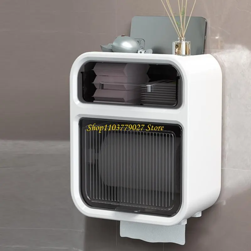 C4DF Wall Mounted Bathroom Tissue Box Dispenser With Drawer Waterproof Toilet Paper Storage Box for Toilet Paper Rolls Gifts