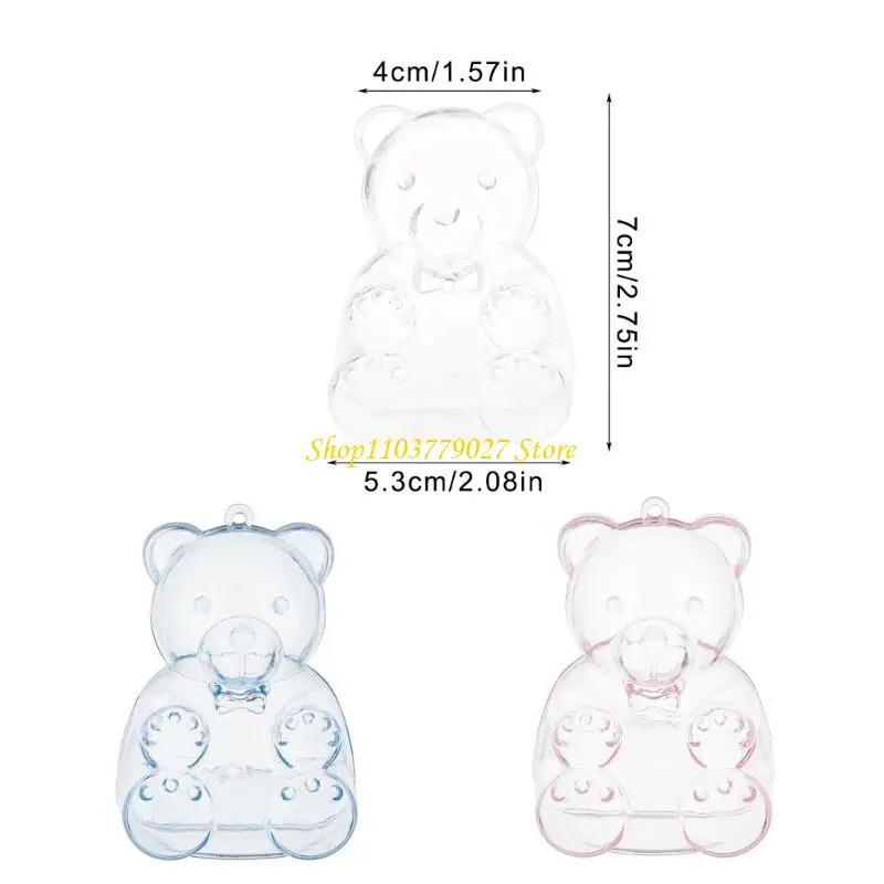 C4DF 12Pcs Bear Clear Candy Plastic Containers Small Jewelry Snacks Gift Boxes