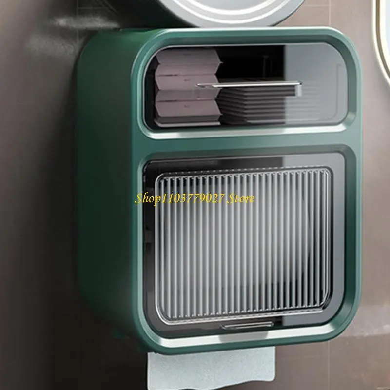 C4DF Wall Mounted Bathroom Tissue Box Dispenser With Drawer Waterproof Toilet Paper Storage Box for Toilet Paper Rolls Gifts