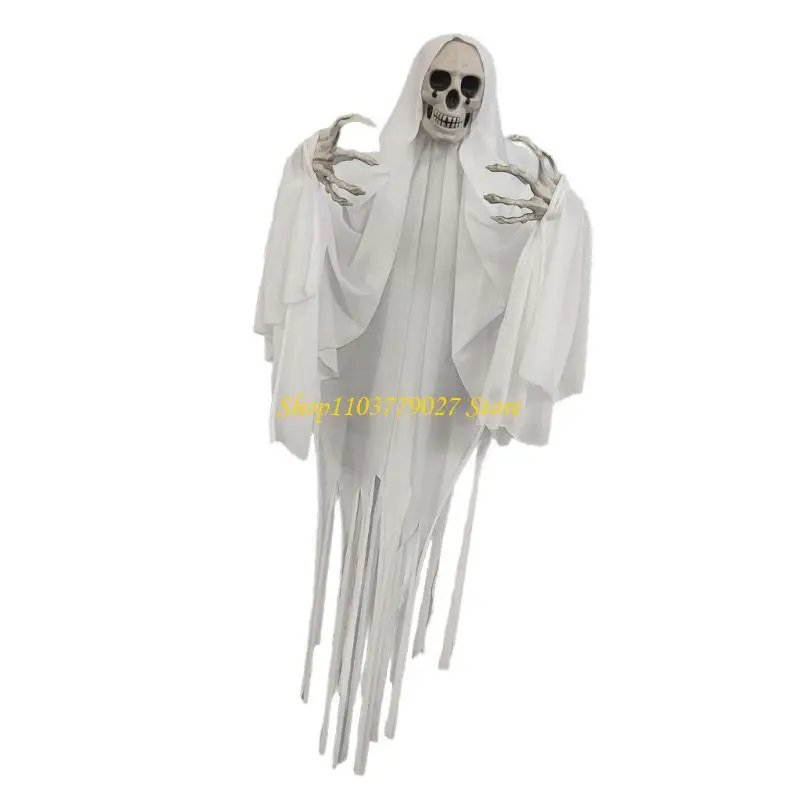 C4DF Grisly Hangings Skull Head Decorations Terrifying Ornament Halloweens Ornament Outdoor Festives Parties Supplies
