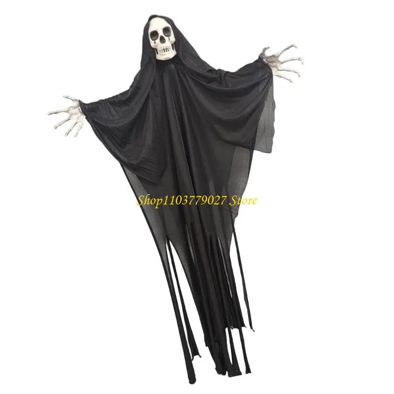 C4DF Grisly Hangings Skull Head Decorations Terrifying Ornament Halloweens Ornament Outdoor Festives Parties Supplies