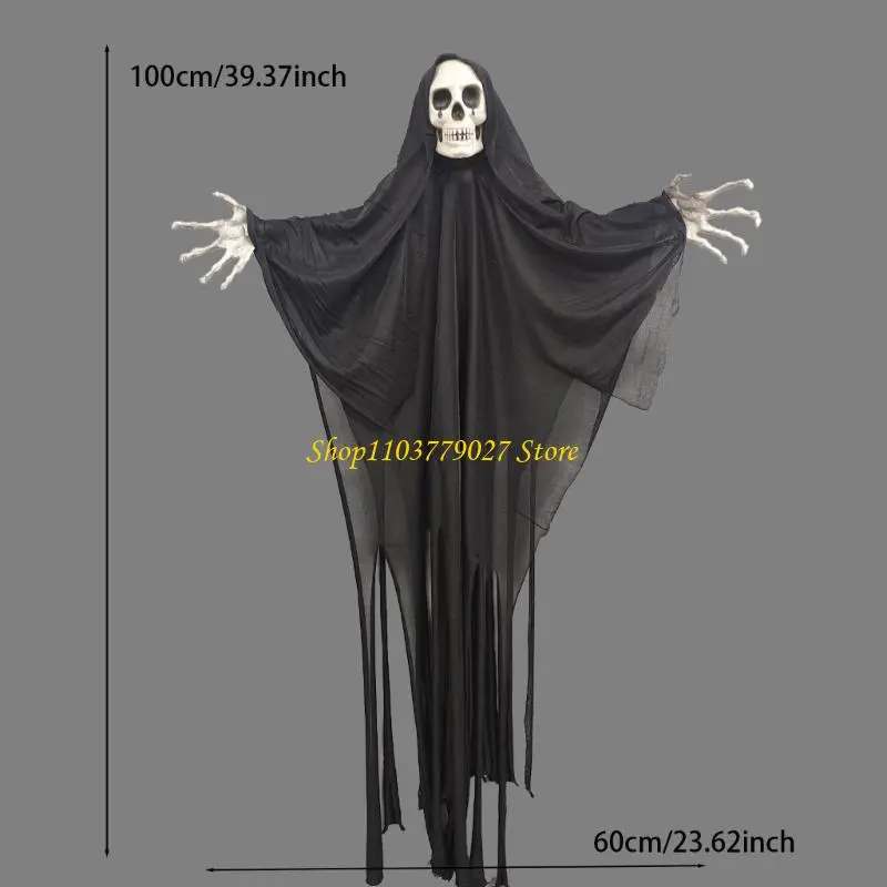 C4DF Grisly Hangings Skull Head Decorations Terrifying Ornament Halloweens Ornament Outdoor Festives Parties Supplies