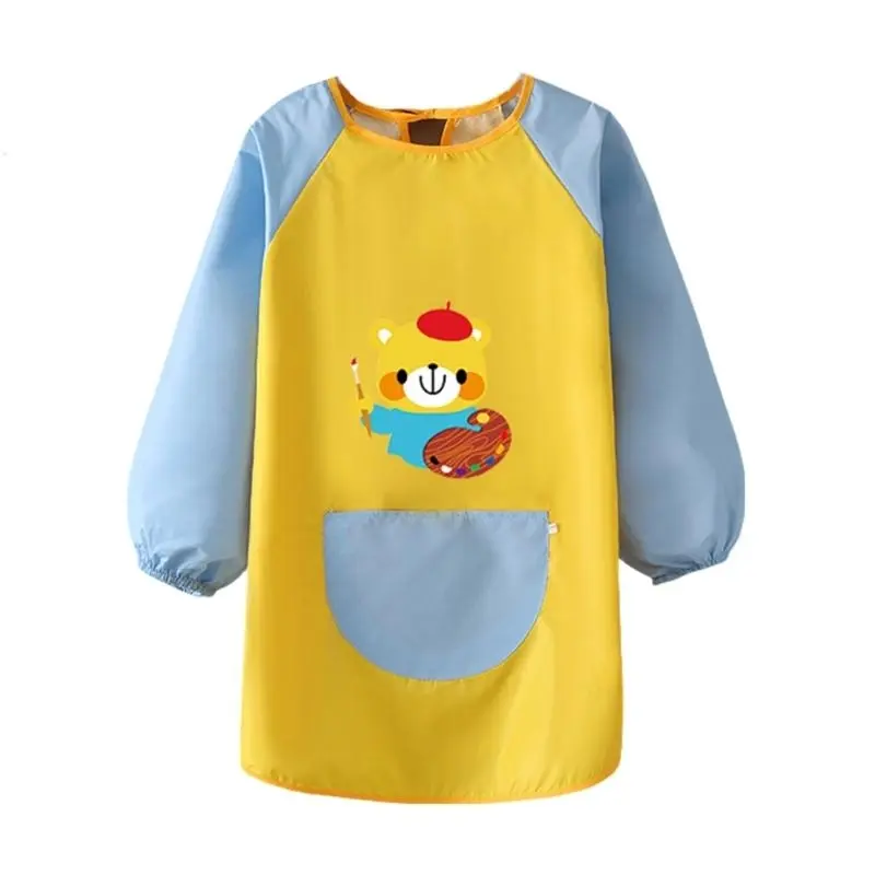 C4DF Baby Bib Waterproof Baby Feeding Smock Kids Painting Apron Coat Easy to Clean