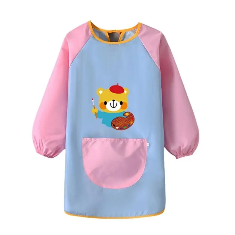 C4DF Baby Bib Waterproof Baby Feeding Smock Kids Painting Apron Coat Easy to Clean