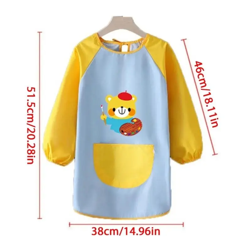 C4DF Baby Bib Waterproof Baby Feeding Smock Kids Painting Apron Coat Easy to Clean