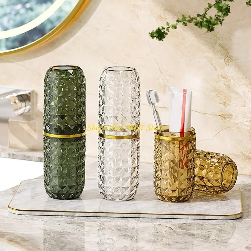 C4DF Wash Cup Travel Portable Cartoon Bear Couple Toothbrush Organizers Mouth Cup Toothbrush Storage Box Bathroom Organizers