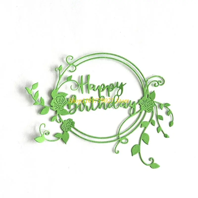 C4DF Happy Birthday Cutting Dies Wreath Die Cuts Templates Molds Embossing Stencils for Album Scrapbooking Paper Decoration