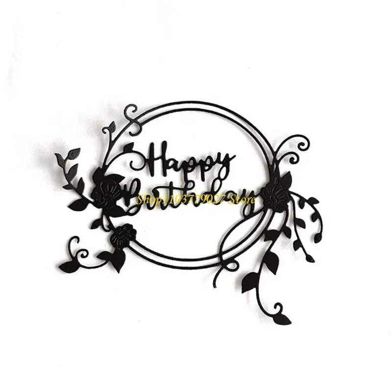 C4DF Happy Birthday Cutting Dies Wreath Die Cuts Templates Molds Embossing Stencils for Album Scrapbooking Paper Decoration