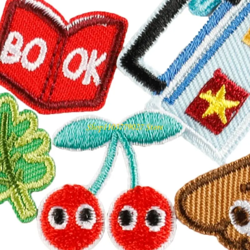 C4DF 12 Pcs Lovely Fruit Repair Patches Iron on Embroidered Patches Book Sew On Decorative Appliques for Clothes Hat Jeans