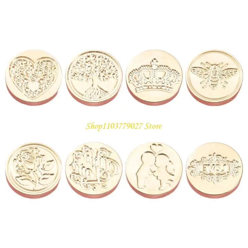 C4DF Retro Wax Seal Stamp for Photo Decorations Brass Head Flower Sealing Waxed Stamp