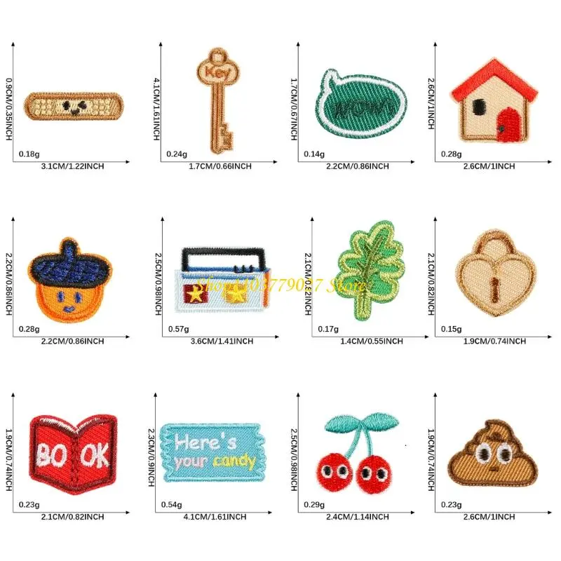 C4DF 12 Pcs Lovely Fruit Repair Patches Iron on Embroidered Patches Book Sew On Decorative Appliques for Clothes Hat Jeans