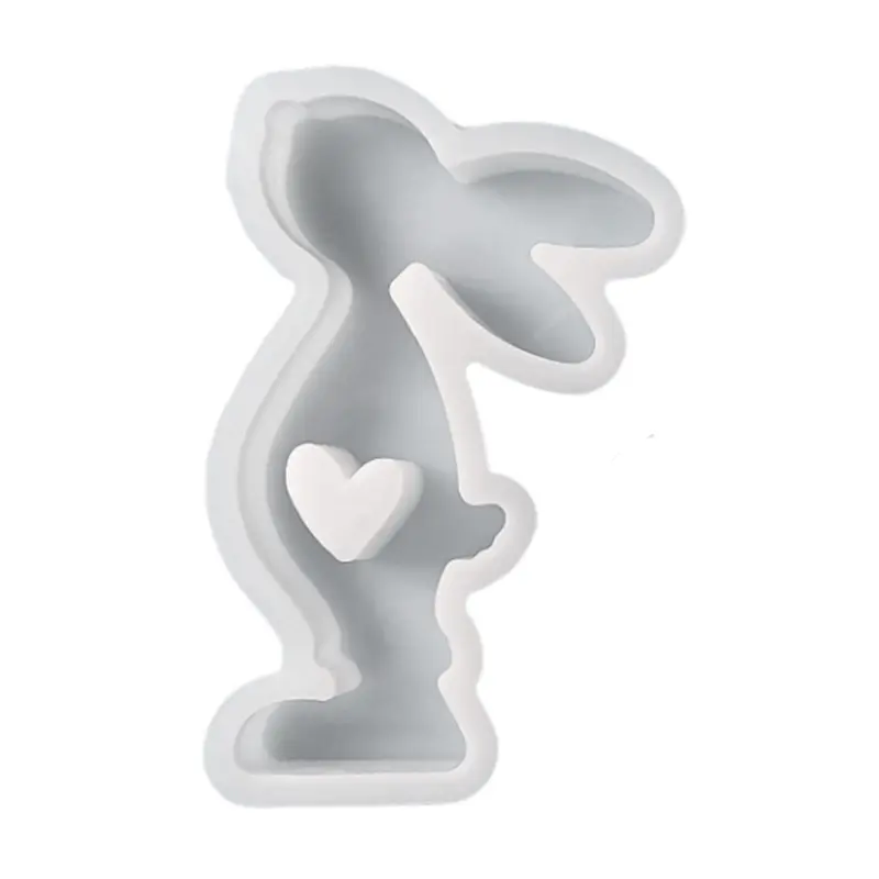 Y1UB Heart Rabbit Molds Easter Rabbit Silicone Mould Handmade Molds DIY Craft