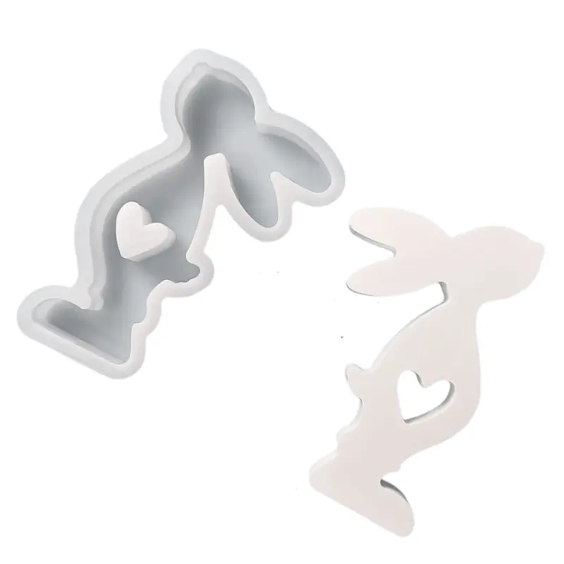 Y1UB Heart Rabbit Molds Easter Rabbit Silicone Mould Handmade Molds DIY Craft
