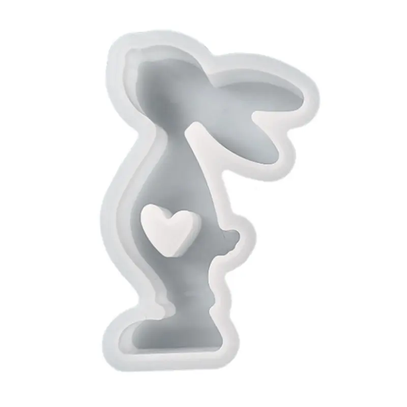 Y1UB Heart Rabbit Molds Easter Rabbit Silicone Mould Handmade Molds DIY Craft