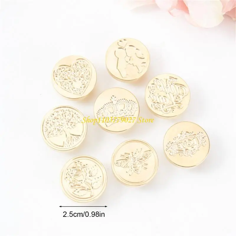 C4DF Retro Wax Seal Stamp for Photo Decorations Brass Head Flower Sealing Waxed Stamp