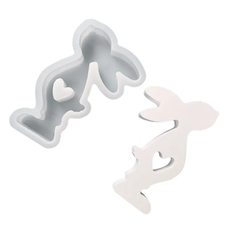 Y1UB Heart Rabbit Molds Easter Rabbit Silicone Mould Handmade Molds DIY Craft