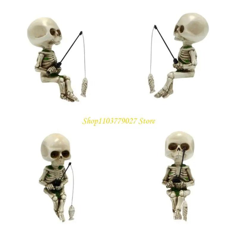 C4DF Creative Bone Angler Sculpture Resin Garden Decoration For Flower Beds Walkways