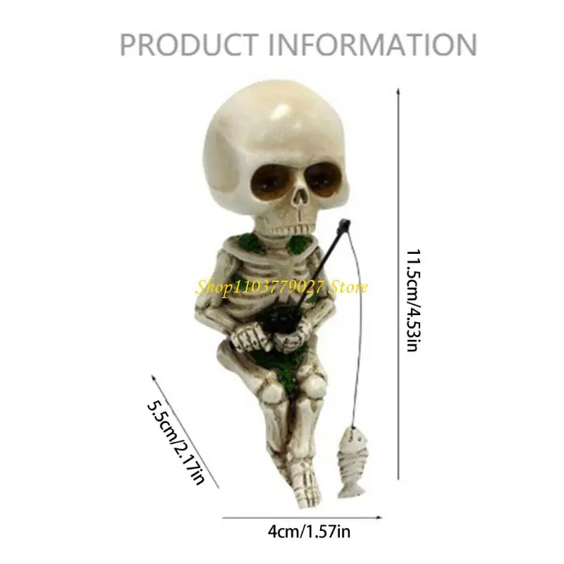 C4DF Creative Bone Angler Sculpture Resin Garden Decoration For Flower Beds Walkways