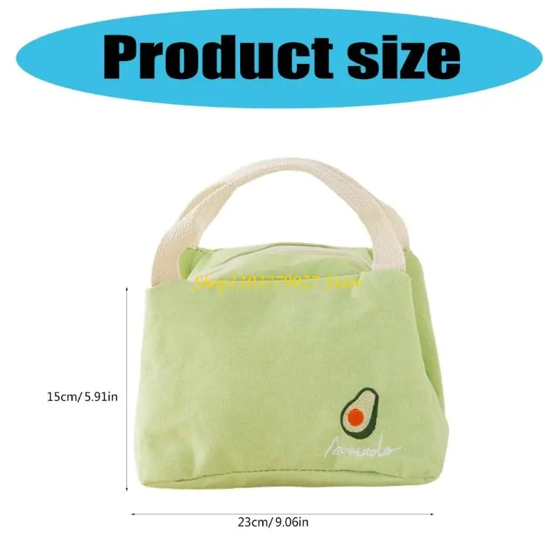 C4DF Leakproof Thermal Bag Cotton Linen Fruit Theme Lunch Box Holder with Handle
