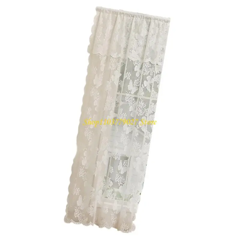 C4DF Oversized Lace Window Curtain Light Diffusing Panel With Delicate Flower Edges