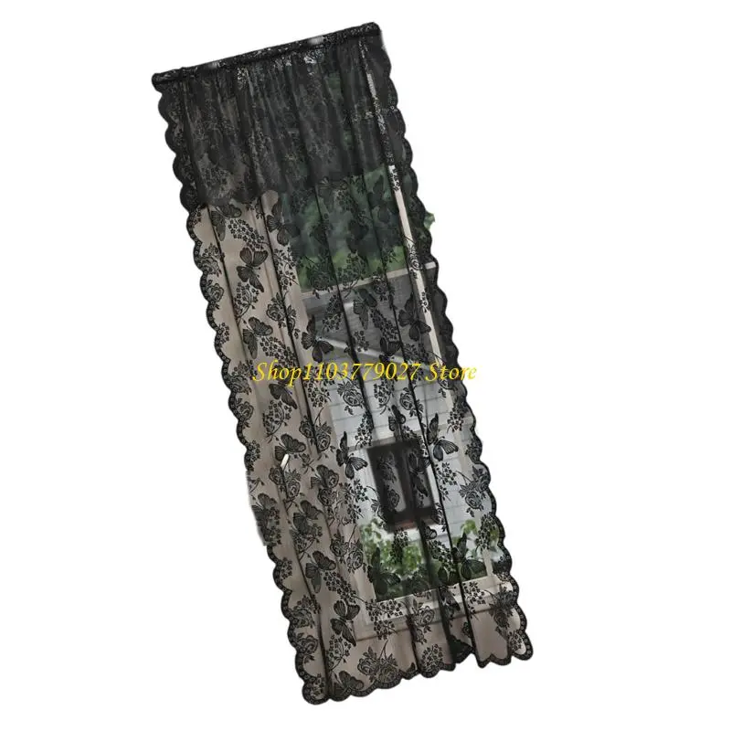 C4DF Oversized Lace Window Curtain Light Diffusing Panel With Delicate Flower Edges