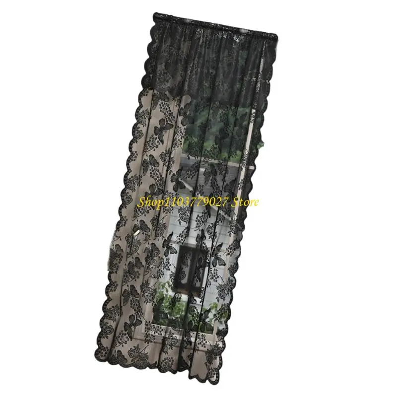 C4DF Oversized Lace Window Curtain Light Diffusing Panel With Delicate Flower Edges