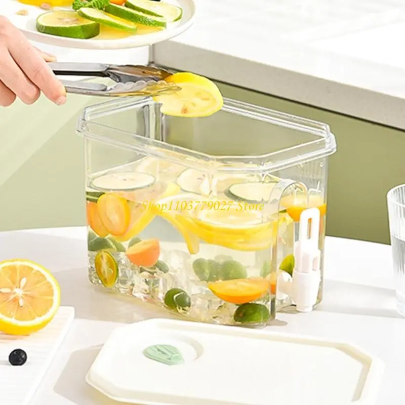 C4DF Large Capacity Iced Beverage Dispenser Leak Proof Plastic Container with Convenient Tap for Homes Kitchen Outdoor Event