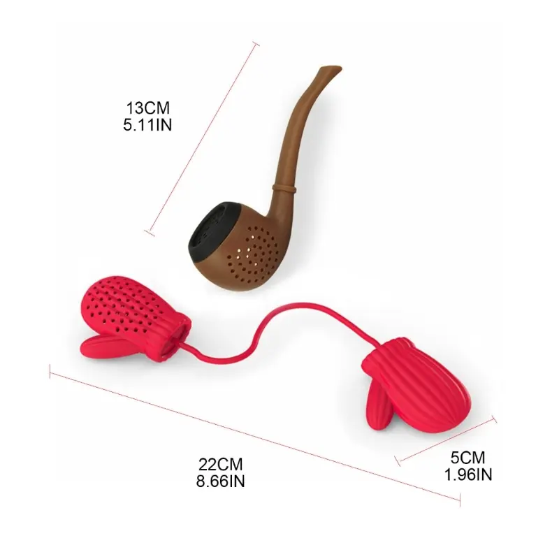 Silicone Tea Infuser Santa-Claus Pipe Shape Tea Strainer for Loose Leaf Tea Cute Glove Tea Filter for Office Decorations