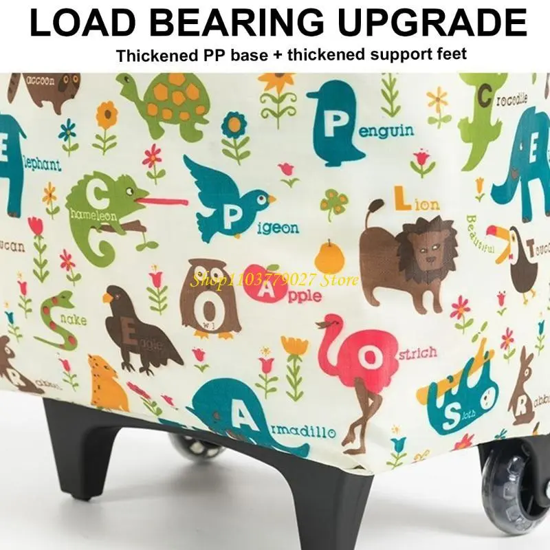 C4DF Foldable Canvas Trolley Bag Storage Holder For Groceries And Outdoor Picnics