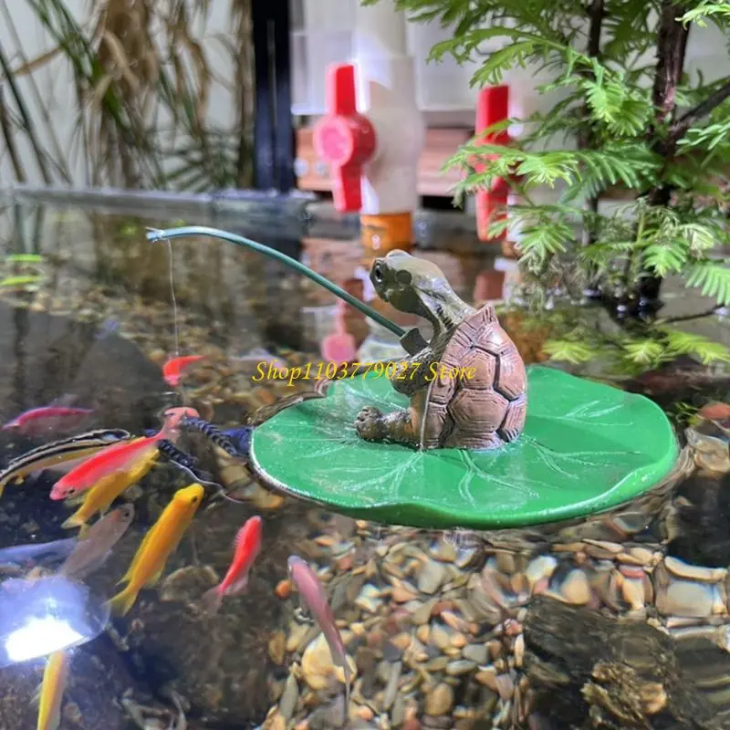 C4DF Handcrafted Turtles With Leaf Decoration Resin Statue For Aquarium Garden Or Indoor Display