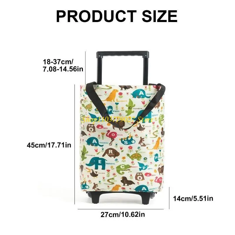 C4DF Foldable Canvas Trolley Bag Storage Holder For Groceries And Outdoor Picnics