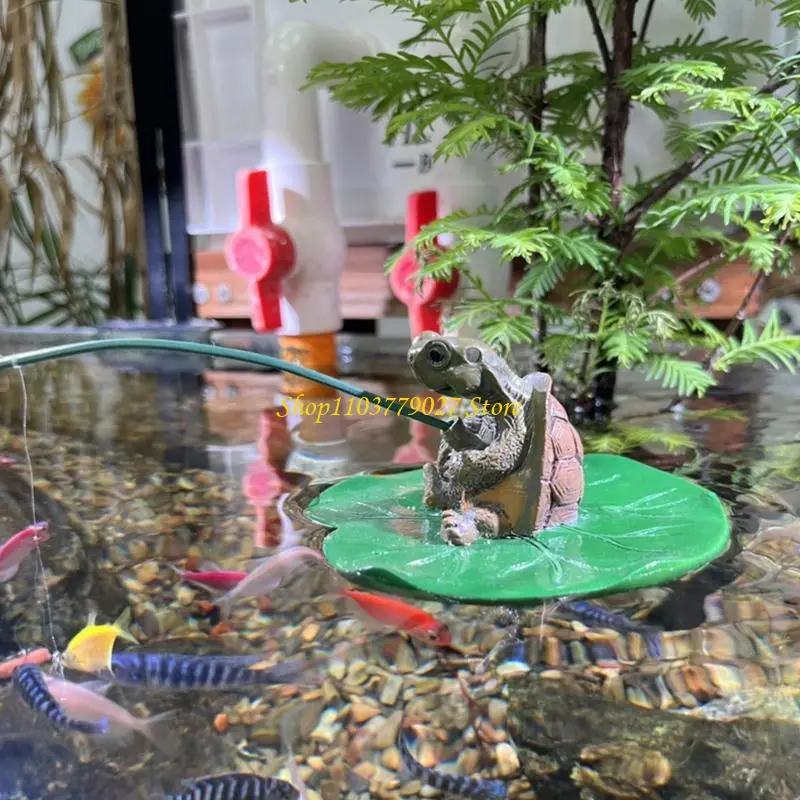 C4DF Handcrafted Turtles With Leaf Decoration Resin Statue For Aquarium Garden Or Indoor Display