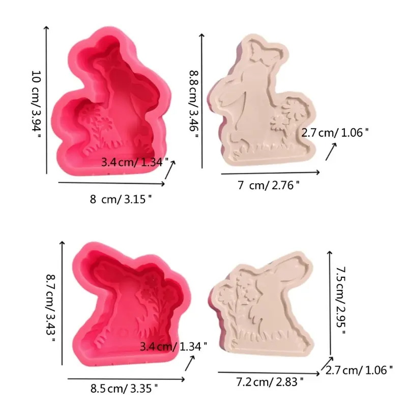 Y1UB Rabbit Molds Easter Rabbit Resin Molds for DIY Soap Baking